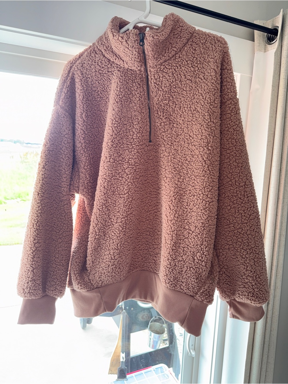 American Eagle Plush Teddy Pullover in Rose Taupe